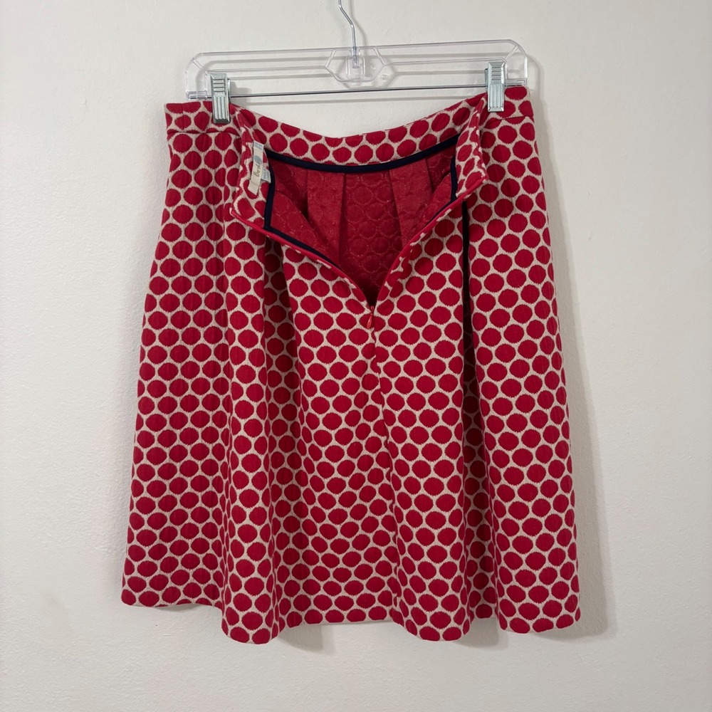 Boden Retro Mod Skirt Twee Polka Dot Pleated Pockets  Preppy Red Womens US 8L - Picture 7 of 10